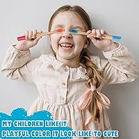 Vista 2 de Nuevos cepillos de dientes de bambú para niños, paquete de 6, cepillos de dientes orgánicos de cerdas suaves para niños, cepillos de dientes