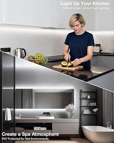 Miniatura 7 de Aclorol Tira de luces LED COB de 5 V, 10 pies, 960 LED, regulables, impermeables, con autoadhesivas, para gabinete de cocina, baño, espejo, tocador,