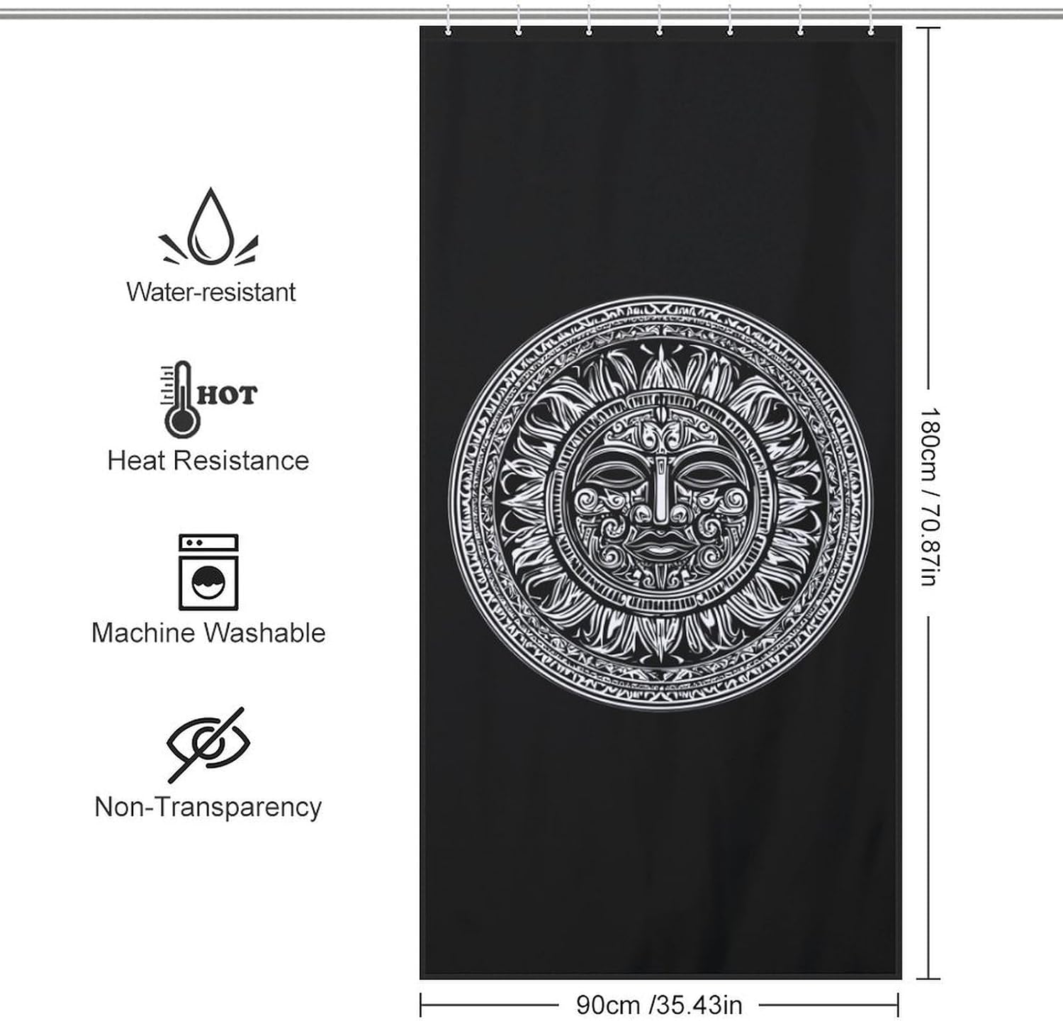 Polynesian Tattoo Funny Shower Curtain for Bathroom 12 Hooks image 2