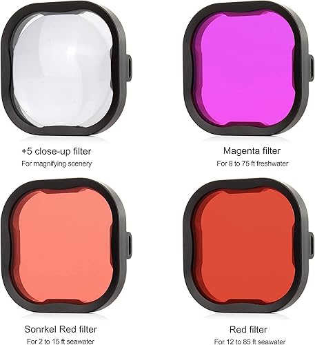 Miniatura 5 de Funda impermeable con filtros de buceo para GoPro Hero 8 Negro 196 pies196.9 ft Funda protectora subacuática Divie Accesorios Kit para GoPro 8