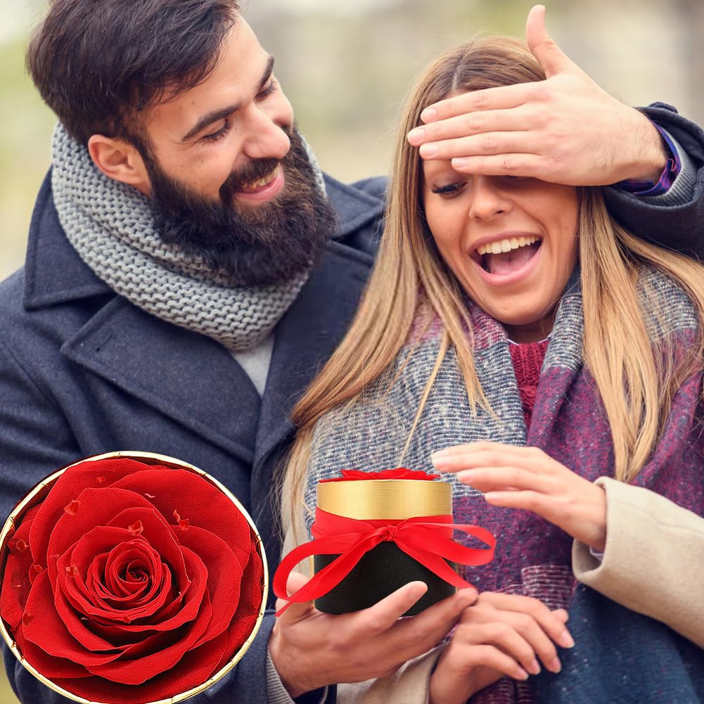 RANJIMA Rosa Stabilizzata Regalo Donna, Festa della Mamma Idee Regalo, Rosa Eterna Regali per Donne Compleanno, Anniversario Fidanzamento, Fiori Stabilizzati Regali Mamma Fidanzata Moglie Sorella