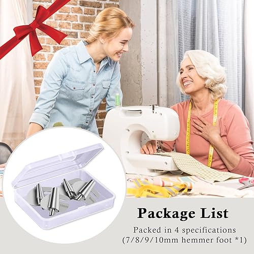 Miniatura 8 de TIGARI Pie de dobladillo enrollado de costura, 34567890.394 in, 8 tamaños de dobladillo enrollado, máquina de dobladillo enrollado de 8 tamaños,