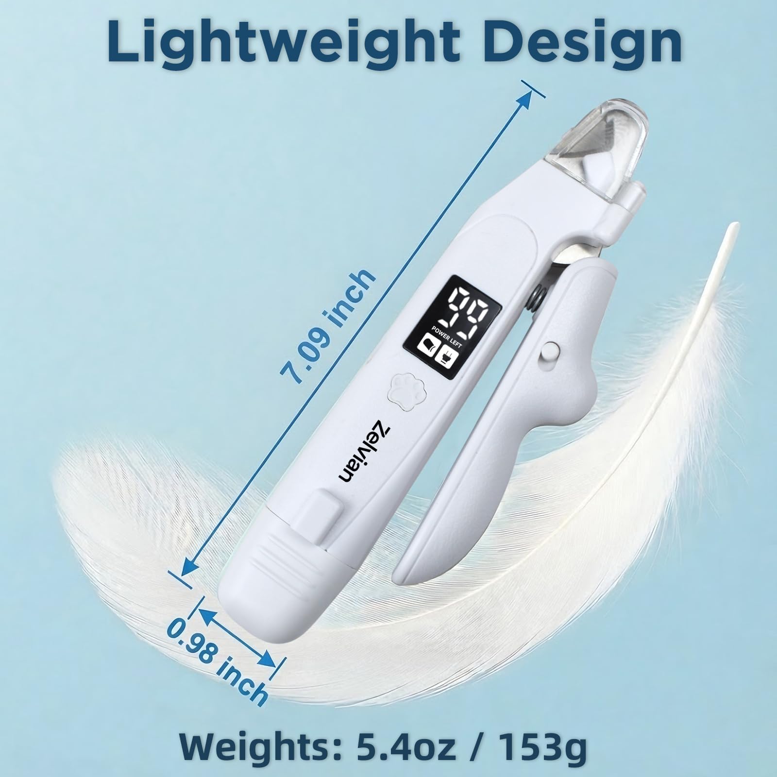 Coupe-ongles et broyeur 2 en 1 pour chat et chien avec lumière LED, coupe-griffes à faible bruit pour chiens et chats de grande, moyenne et petite, outil de toilettage rechargeable par USB avec