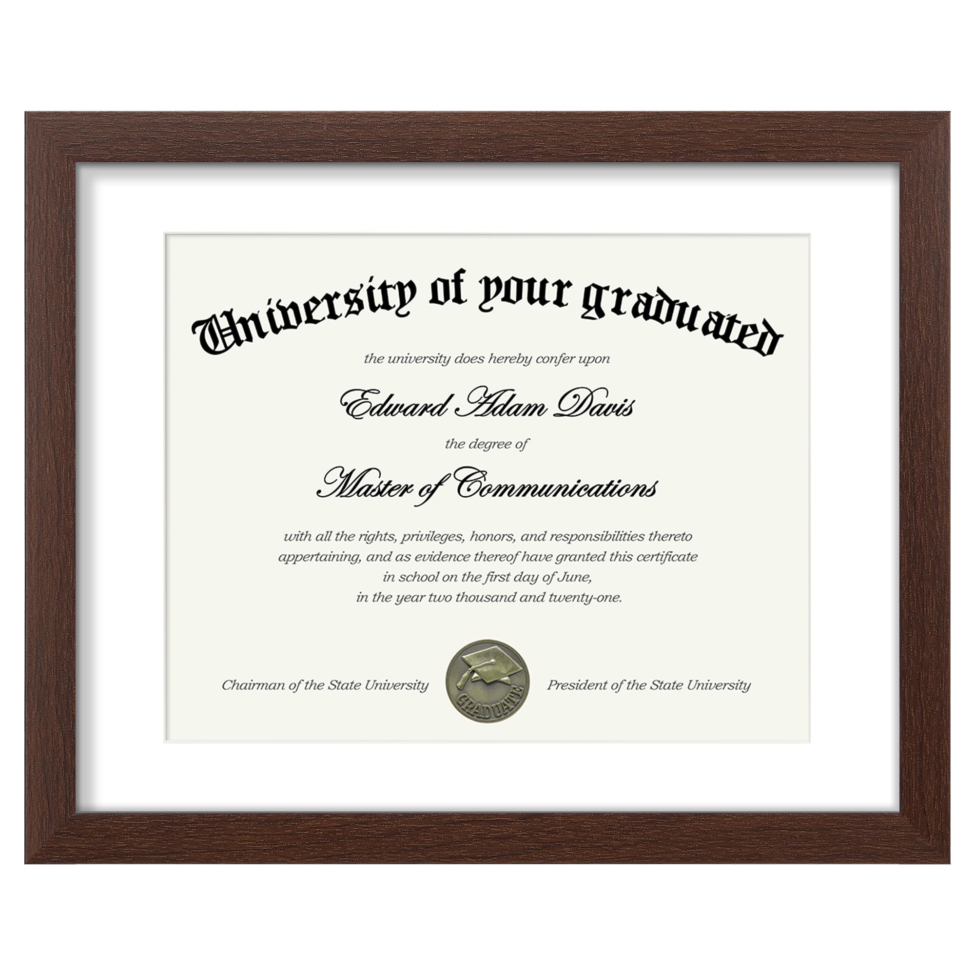 upsimples Diploma Frame with 8.5x11, 11x14 Degree frames, Brown 1 Pack