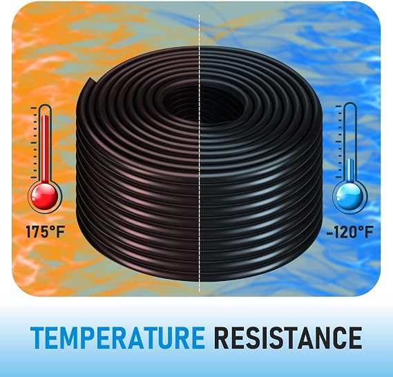 Self-Sinking Aeration Hose 100 ft 38 in.  with 4 patchers and 4 stainless steel hose clamps for weighted air pump tubing, easy to install for pond water lake aeration (100 Feet)