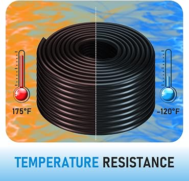 Self-Sinking Aeration Hose 100 ft 38 in. with 4 patchers and 4 stainless steel hose clamps for weighted air pump tubing, easy to install for pond water lake aeration (100 Feet)