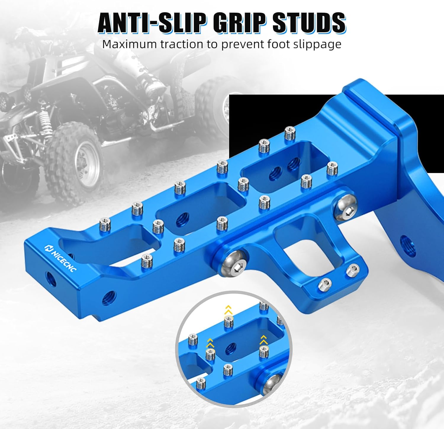 NICECNC Extended Wider Foot Pegs 6061-T6 Aluminum Compatible with Yamaha Banshee 350 1987-2002 2003 2004 2005 2006, Replacement for 3GG-27411-01-00, 3GG-27421-01-00, Blue