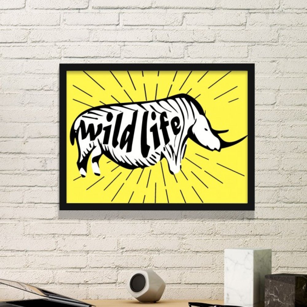 Cadeau original peinture rhinocéros cadre noir pour pendaison de crémaillère