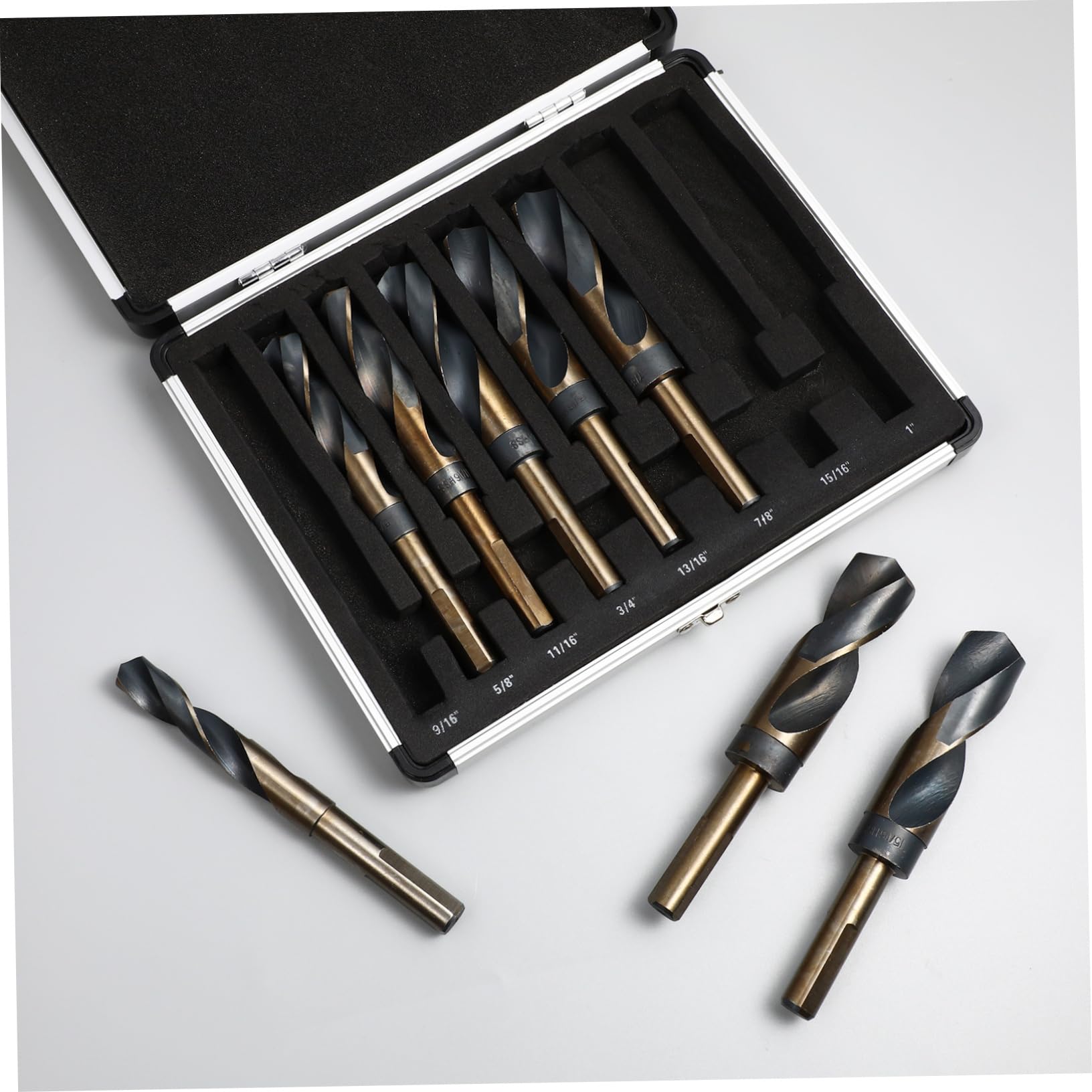 Homoyoyo Metal Drill Bit Set for Metal Drilling 8pcs in Aluminum Box Jobber Length Bits