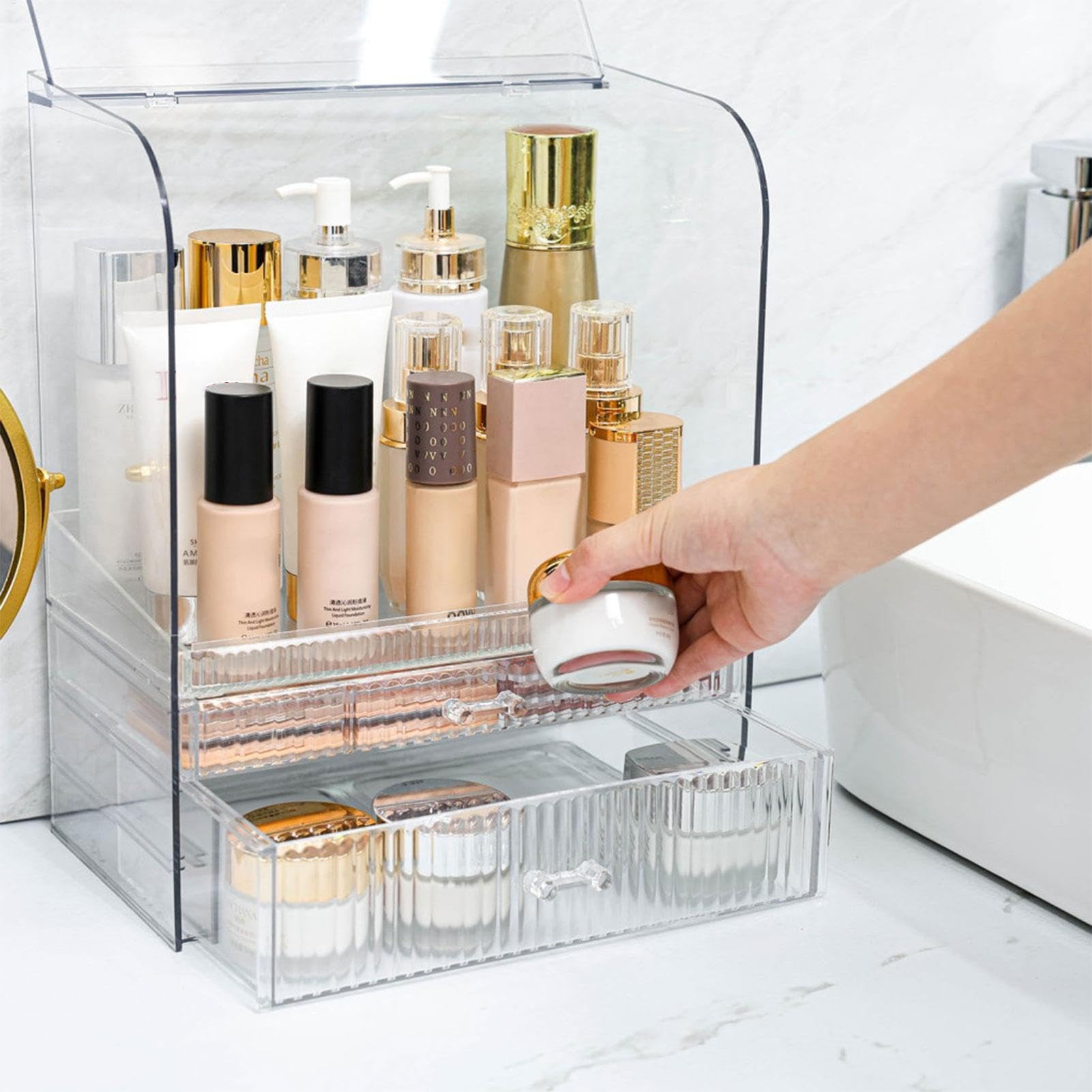 Organisateur de maquillage couvert, vitrines cosmétiques