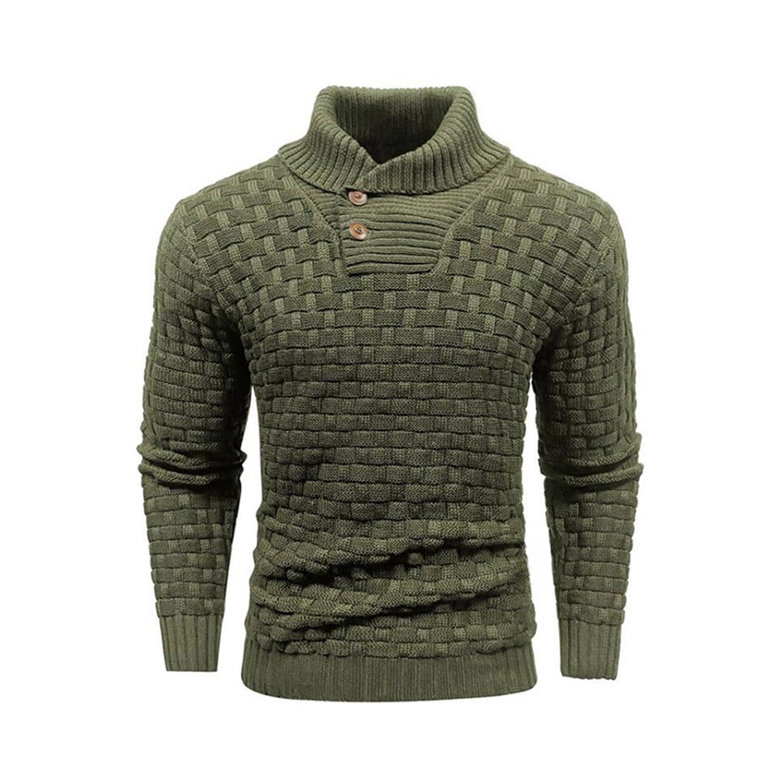 Maglione invernale da uomo a collo alto, con bottoni