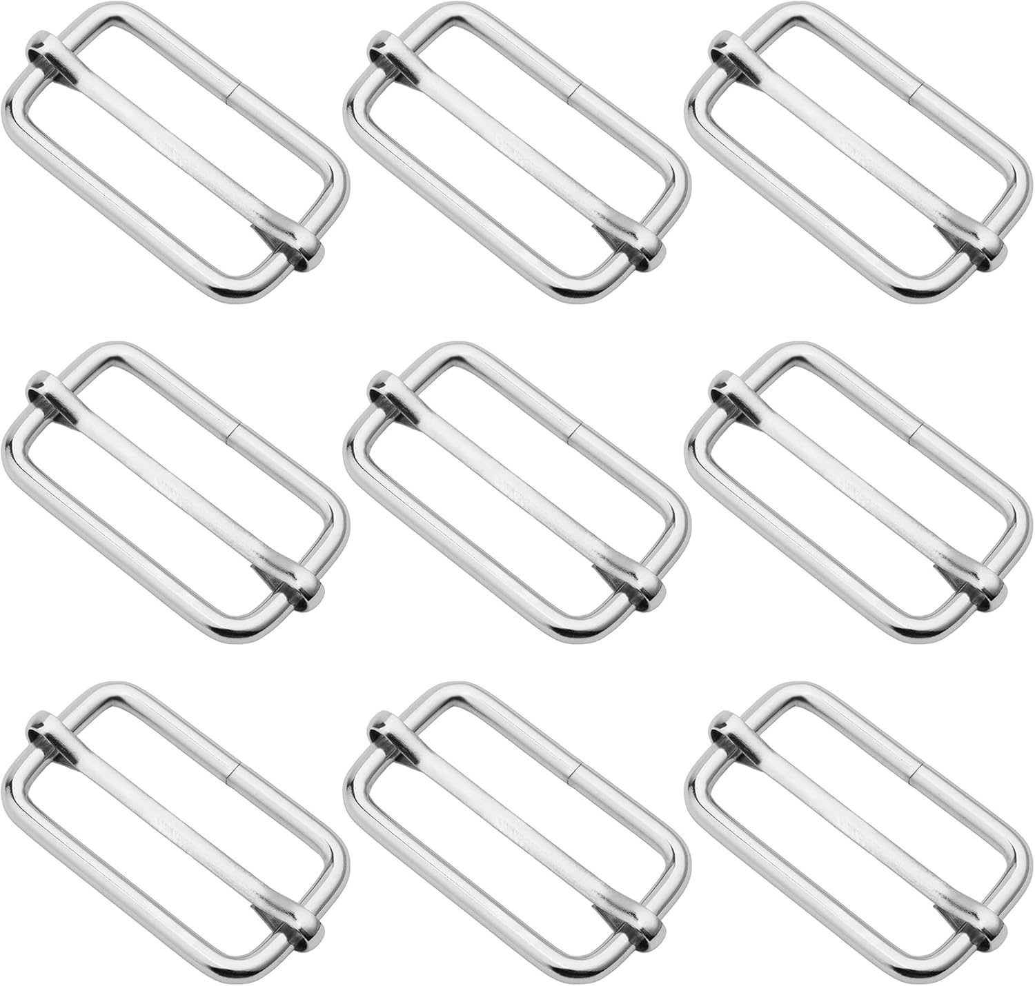 CRAFTMEMORE Triglide Slider 1 1/4", 1 1/2" Belt Keeper Movable Bar Slider Strap Adjuster Rectangle Strap Keeper Purse Making (1 1/2" x 10 pcs, Silver) - Image 2