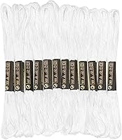 Newkita 12 Skeins White Embroidery Floss - Flexible Cross Stitch Thread for Friendship Bracelets & Crafts