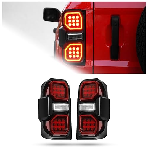 AIGMUX LED Tail Lights suitable for Ford Bronco 2021-2024 Taillight Assembly,Pair Red Lens Taillight Assemblies for Ford Bronco 2021 2022 2023 2024,Raptor Style Tail Lamps Replacement Parts