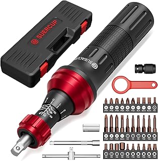 10-60In.lb 1/4" Torque Screwdriver 36 PCS Set with T-bar, Hex, Torx, and Phillips S2 Bits,Torque Wrench Screwdriver for Scope and Car, Bike Mounting and Home DIY