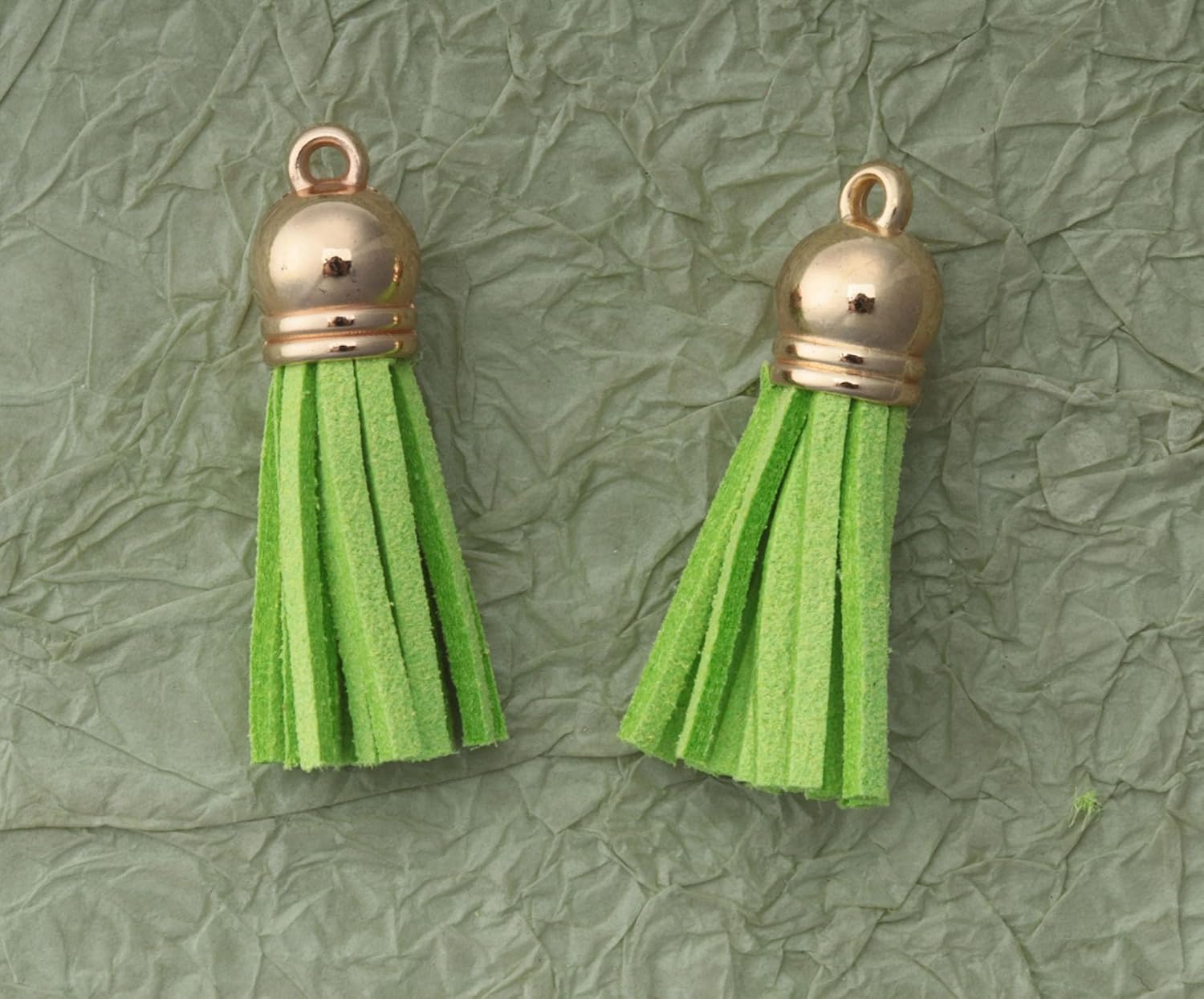30 Pcs Keychain Leather Tassels with Gold Caps Hole Mini Faux Tassels for DIY Jewelry Making Keychain Earrings Craft Project Supplies Necklace Bracelet (Light Green) image 4