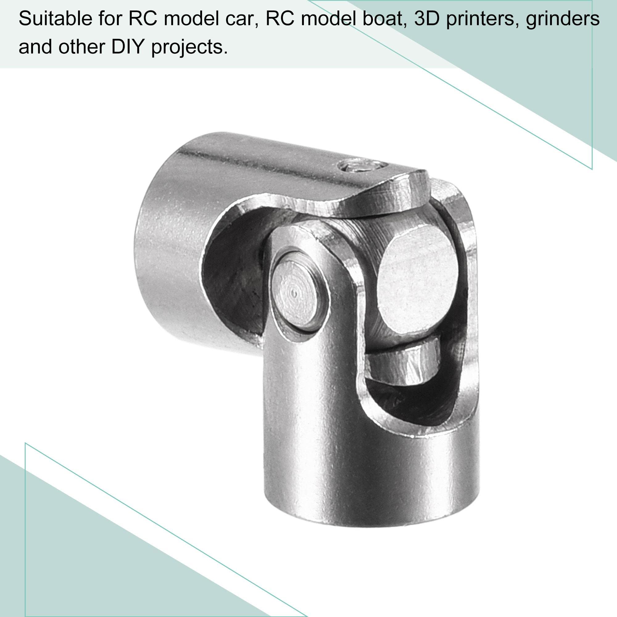 sourcing map 2mm à 2mm Diamètre Interne Accouplement Arbre Rotatif Joint Universel Coupleur L18 x D8 avec Vis et Clé pour RC Modèle Paquet 5