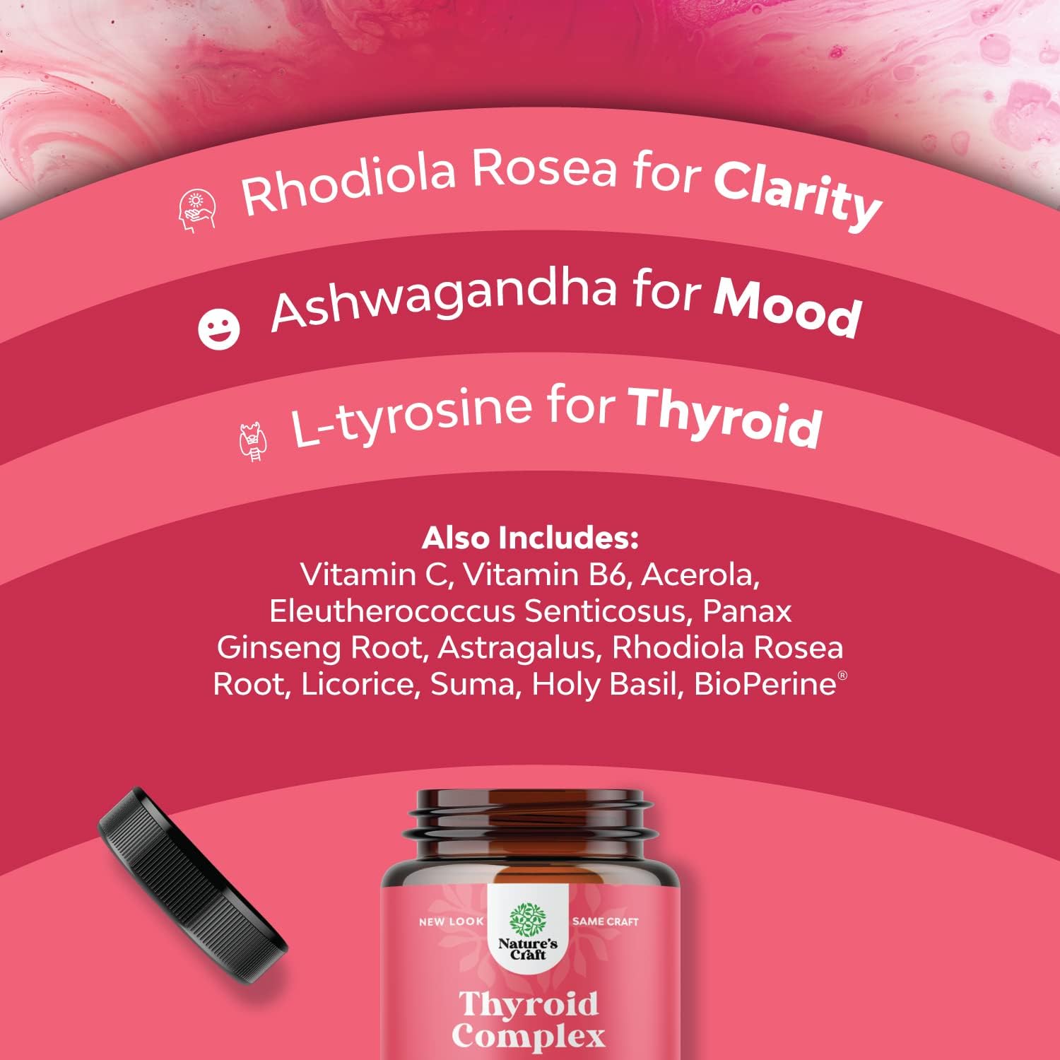 Advanced Thyroid Support for Women with Ashwagandha - Adaptogenic Thyroid Supplement with Iodine L Tyrosine Rhodiola and Astragalus Root - Balancing Herbal Thyroid Energy Women’s Health Supplement
