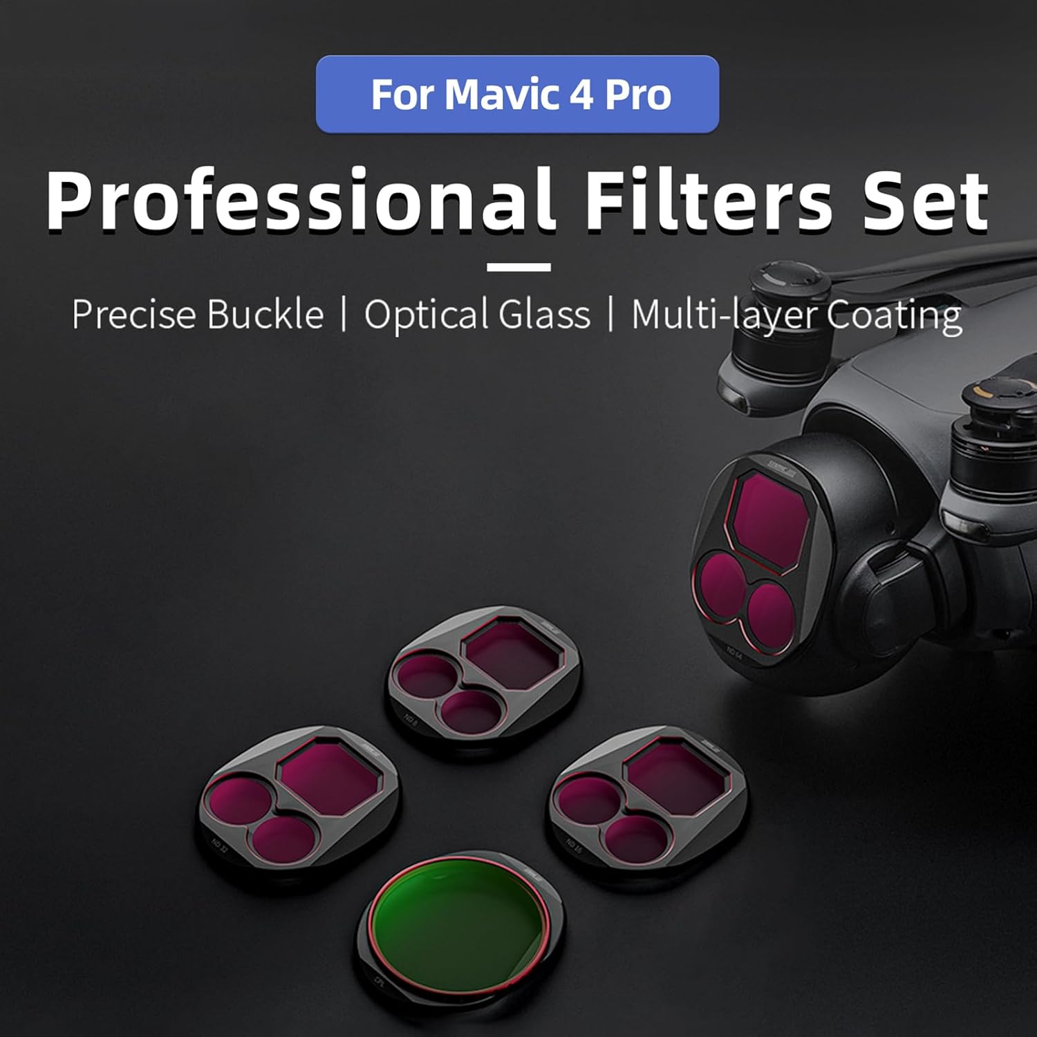 ND/CPL Filter Set for DJI Mavic 4 Pro Drone Accessories, 4 Pack Filters ND8/32/64/CPL Multi-Function Protector Lens Filters Kit, Multi Coated HD Optical Glass/Aluminum Frame