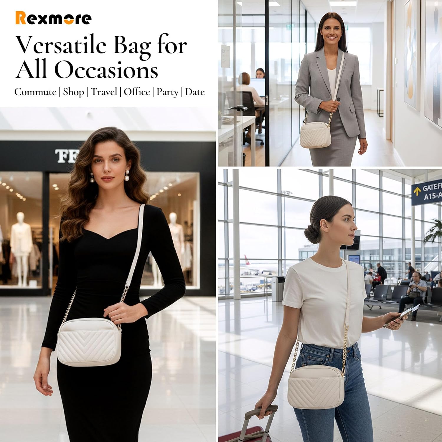 Rexmore Phone Crossbody Bag with Chain Strap, Lightweight Vegan Leather Shoulder Purse for women - Image 7