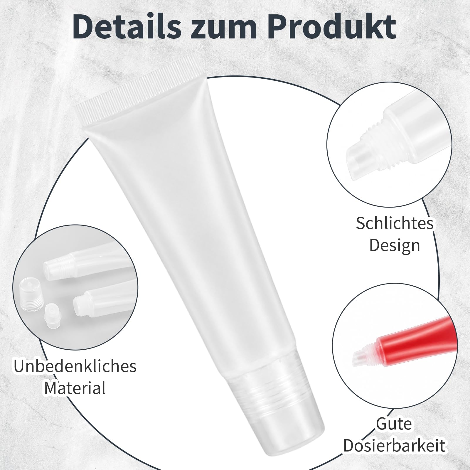 5 tubi per lucidalabbra, 10 ml, trasparenti, ricaricabili, mini tubi cosmetici per trucco, da viaggio