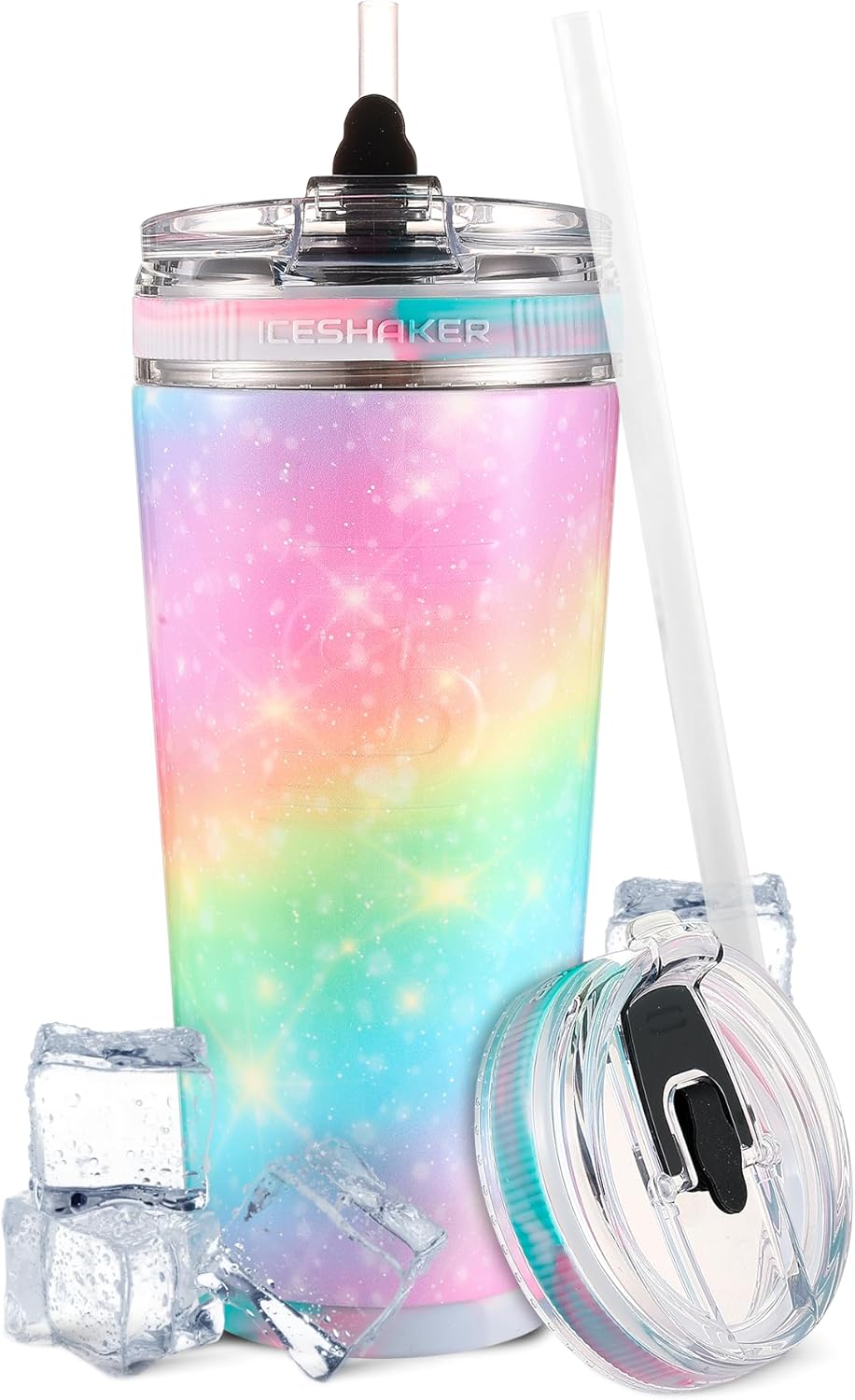 Ice Shaker Insulated Stainless Steel Tumbler | 20 oz, Unicorn | 30+ Hours Cold & 12+ Hours Hot | Removable Straw and Drink Spout | Odor-Free Tumbler Cup Water, Coffee, Tea, Smoothies, Cocktails
