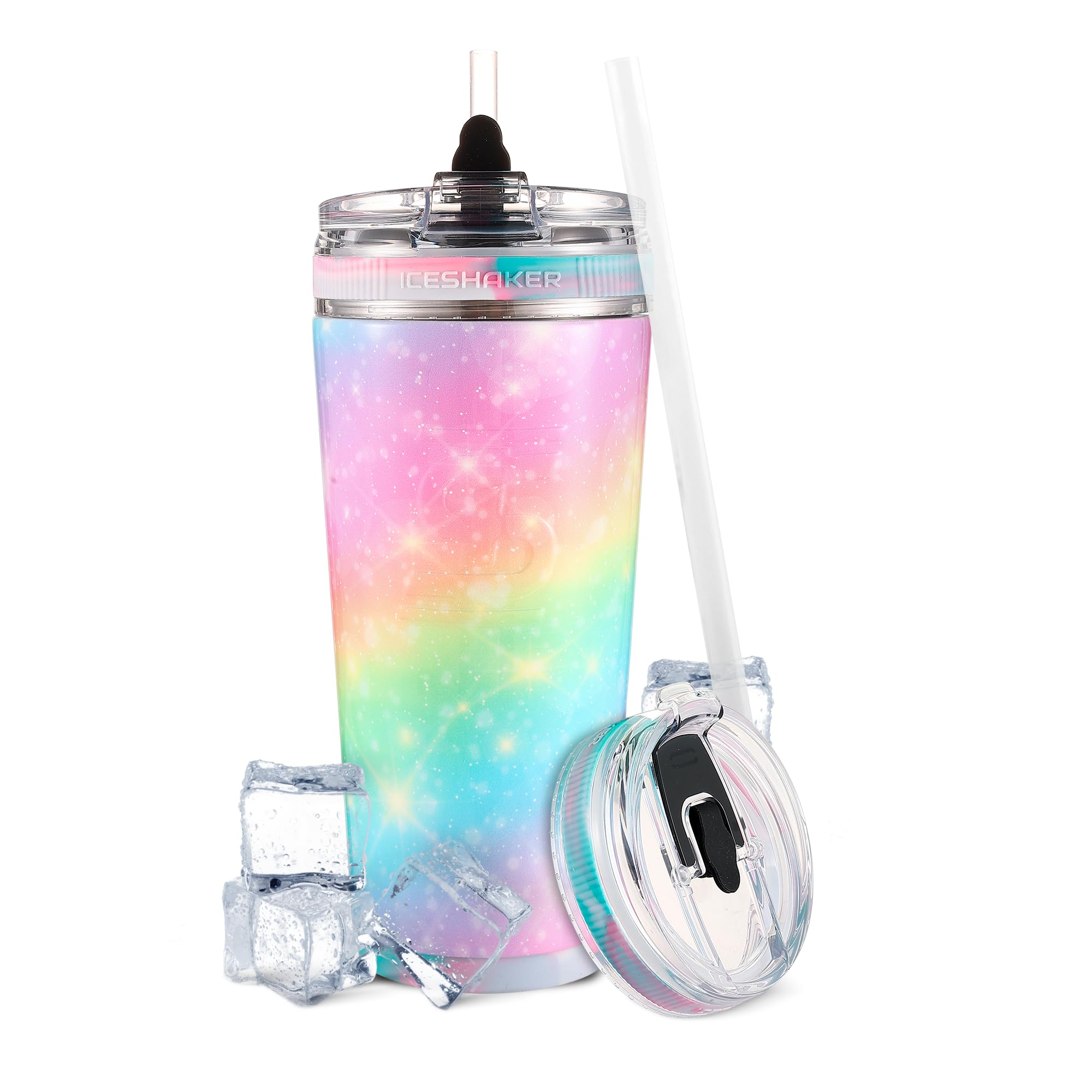 Ice Shaker Insulated Stainless Steel Tumbler | 20 oz, Unicorn | 30+ Hours Cold & 12+ Hours Hot | Removable Straw and Drink Spout | Odor-Free Tumbler