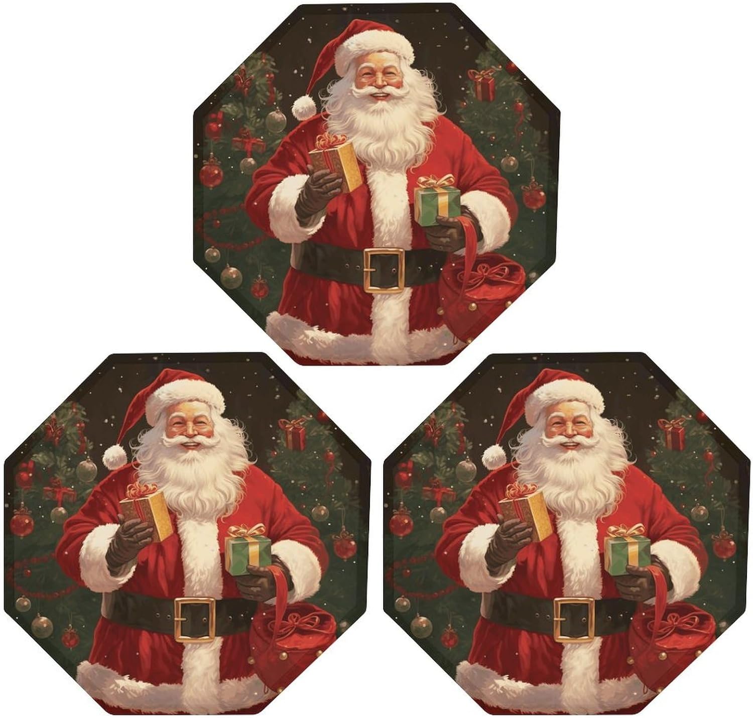 Ctagon Metal Sign for Home, Modern Display Plate for Kitchen, Santa Claus Plates Accent Hanging Wall Decorations 3PCS for Living Room, Bedroom, Hallway, Hotel