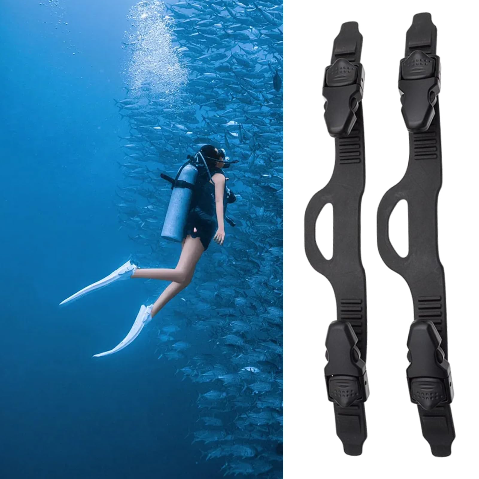Cinghie per Pinne Subacquee | Cinghie Regolabili Per Immersioni Subacquee | Fibbie a Sgancio Rapido Versatili per Comfort Ottimizzato e Performance in Acqua