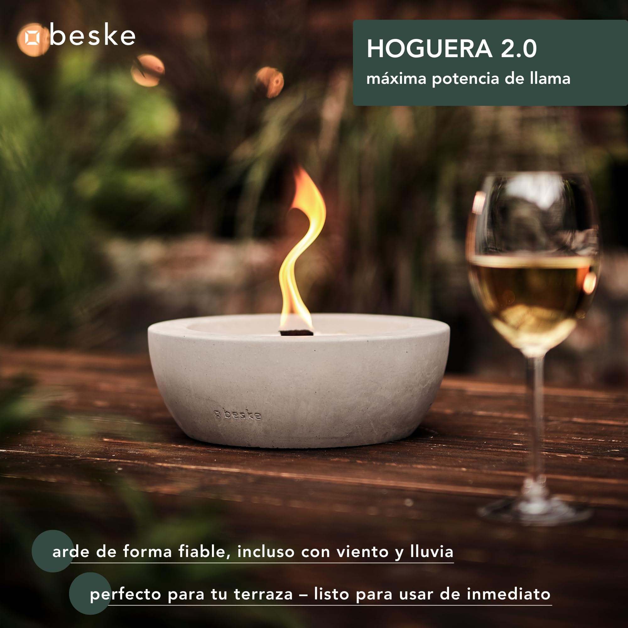 Antorcha decorativa de exterior en hormigón | Modelo Savo (⌀14 cm) | Sistema de mecha permanente, duración ilimitada | Para jardín y terraza | Hecho a mano en Alemania
