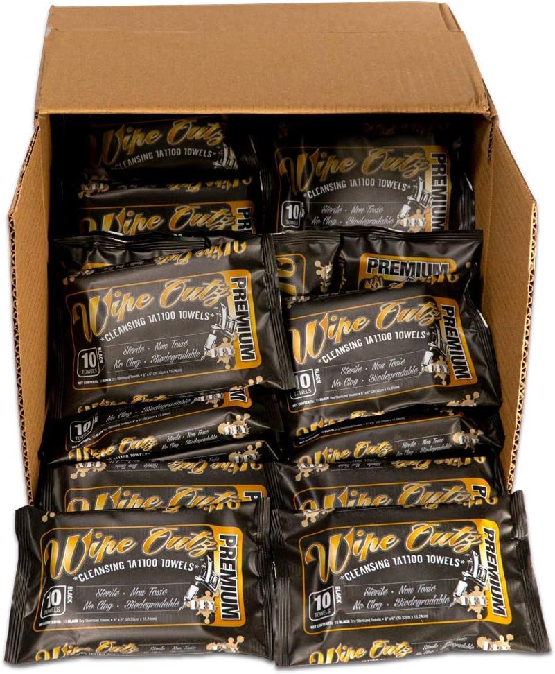 Wipe Outz Tattoo Towels 10 Count Sterilized Towels to Dry, and Keep Your Tattoo Clean (48 Pack