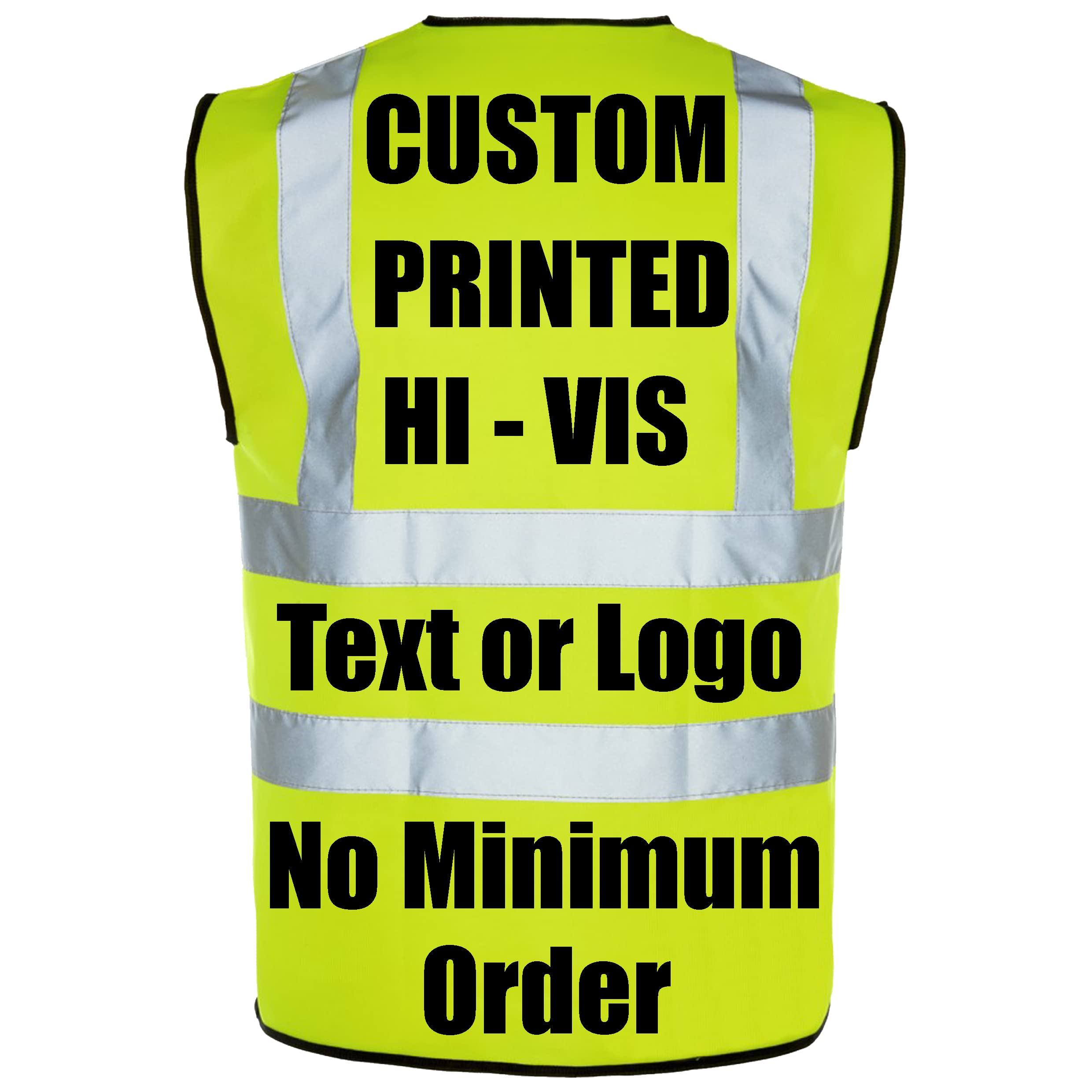 Personalised Hi Vis Vest Custom Printed Hi Viz Vest Safety Adults Custom Printed High Visibility Waistcoat Supplied by Simply Hi Vis Clothing UK