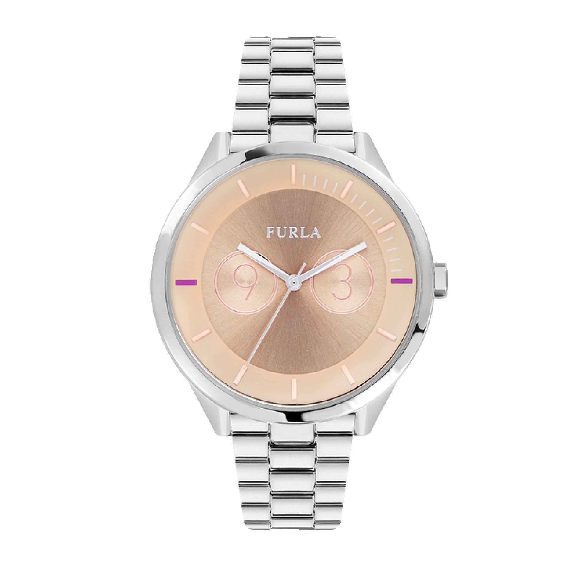 Furla Women's Analogue Quartz Watch with Stainless Steel Strap R4253102505, Pink, Large, Bracelet