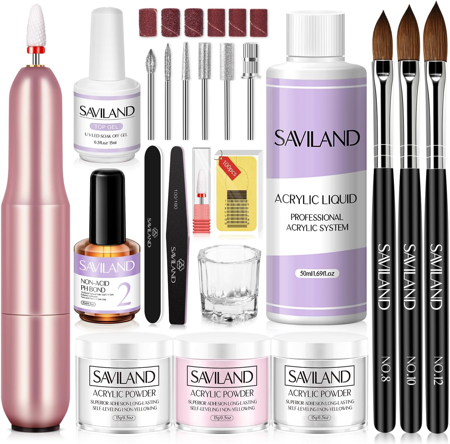 modelones Acrylic Nail Kit Clear/White/Pink Acrylic