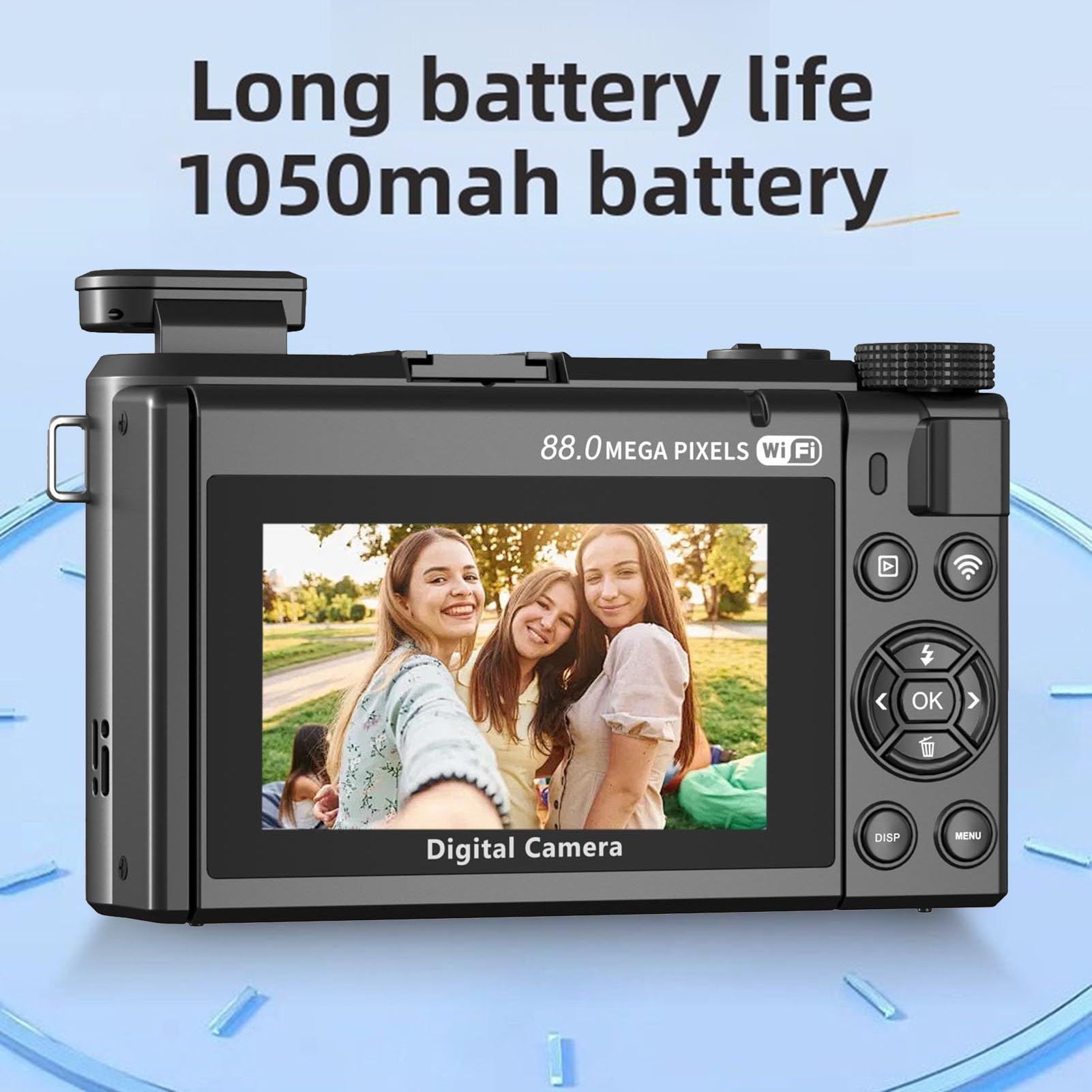 Generic Fotocamera Mirrorless WiFi da 88 MP 8K con Messa a Fuoco Automatica Zoom 18X con Doppia Batteria per Hobbisti e Principianti (BLACK)