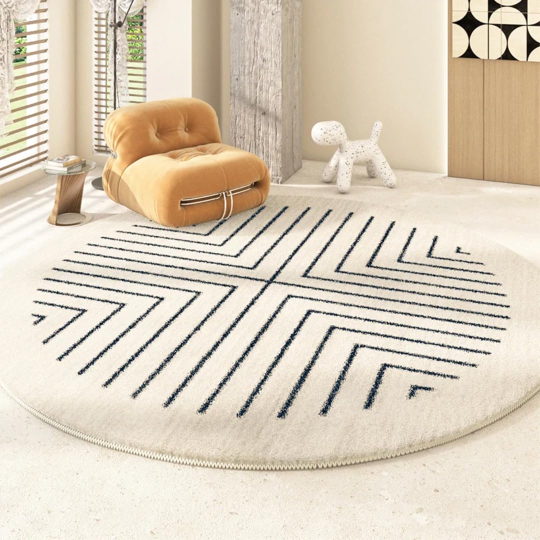 Tapis moderne rond 120 cm anti-glisse et épais en peluche pour réchauffer les sols froids