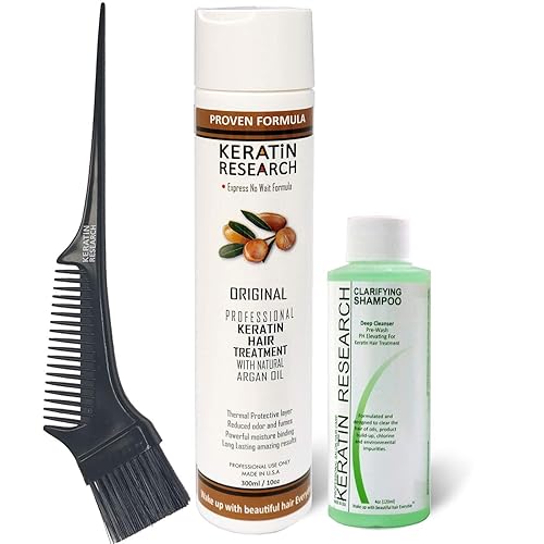 Tratamiento de queratina brasileña para el cabello, fórmula expresa, botella de 10.1 fl oz, incluye champú aclarador de 4.1 fl oz y cepillo/peine