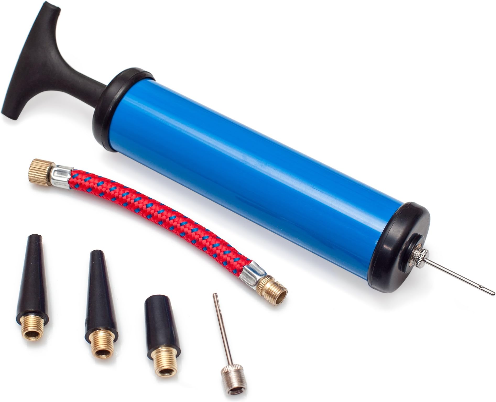 Ball Pump for Exercise Ball - Needle Kit Inflates Any Gym Yoga Ball Pump - Small Beach Ball Pump Kit - Ballon Pump 8 inch - Rubber Medicine Ball Pump Adaptor - Air Pump Hose Extension Schrader Tire