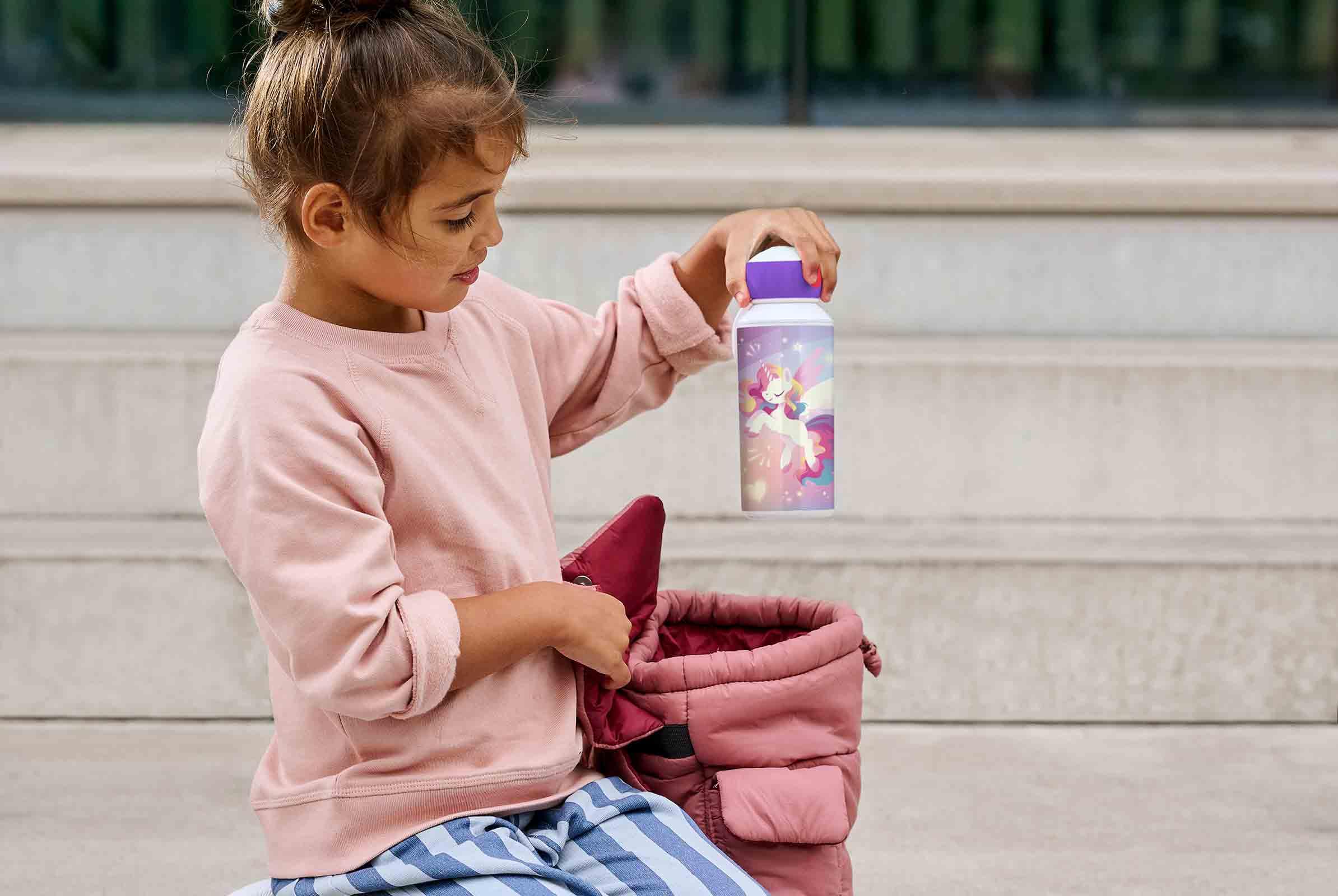 Mepal - Juego de almuerzo Campus Switch - Set para niños con botella y fiambrera desplegable - Fiambrera para la escuela o de viaje - Apto para lavavajillas - 400 + 750 ml - Azul frío/rosa frío