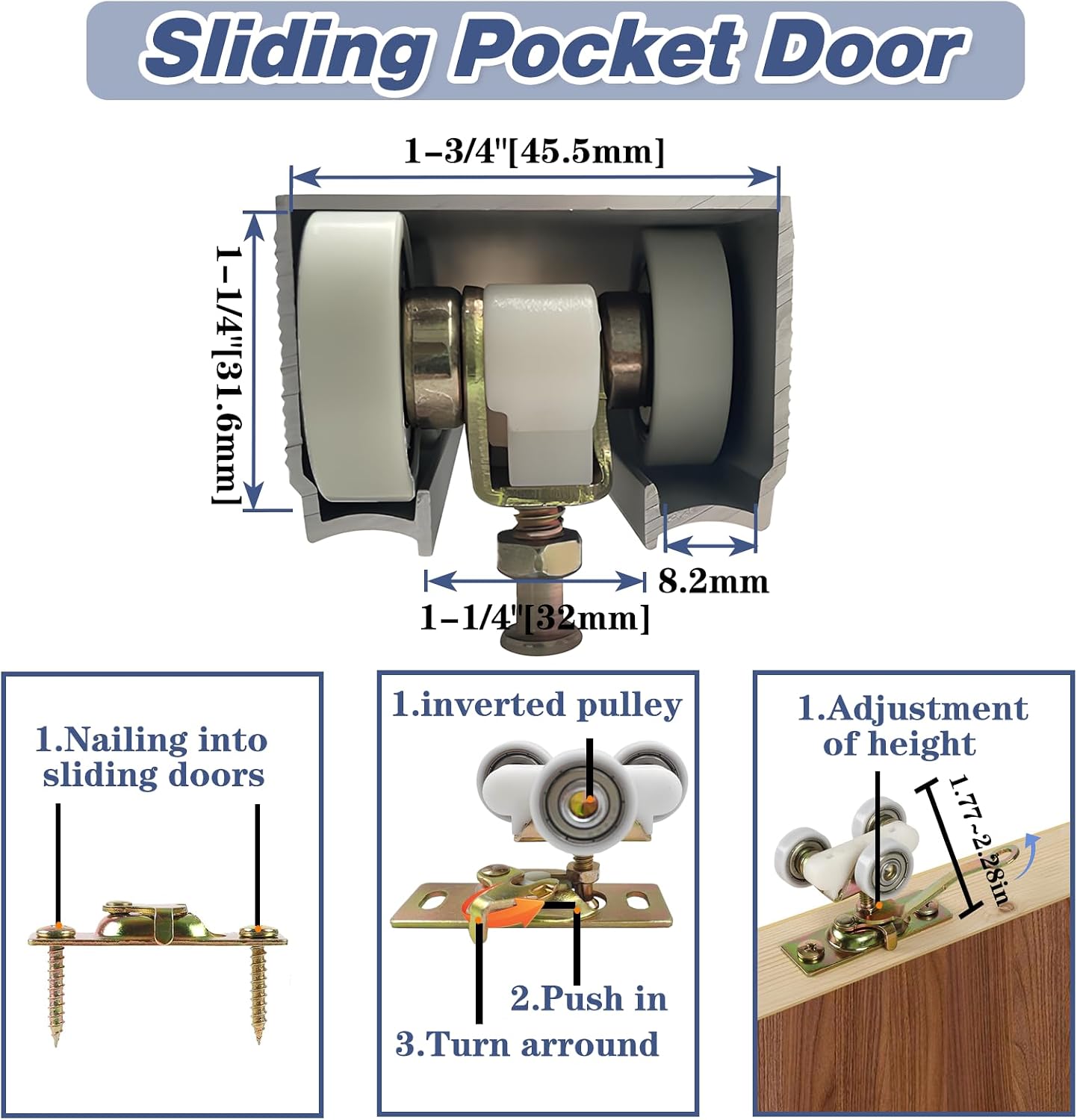 4FT Commercial Grade Sliding Pocket Door Hardware and Track Kit, Aluminum Box Rail Kit, Slides Smoothly & Quietly, Easy to Install, Fits 24" to 30" Wide Single Door