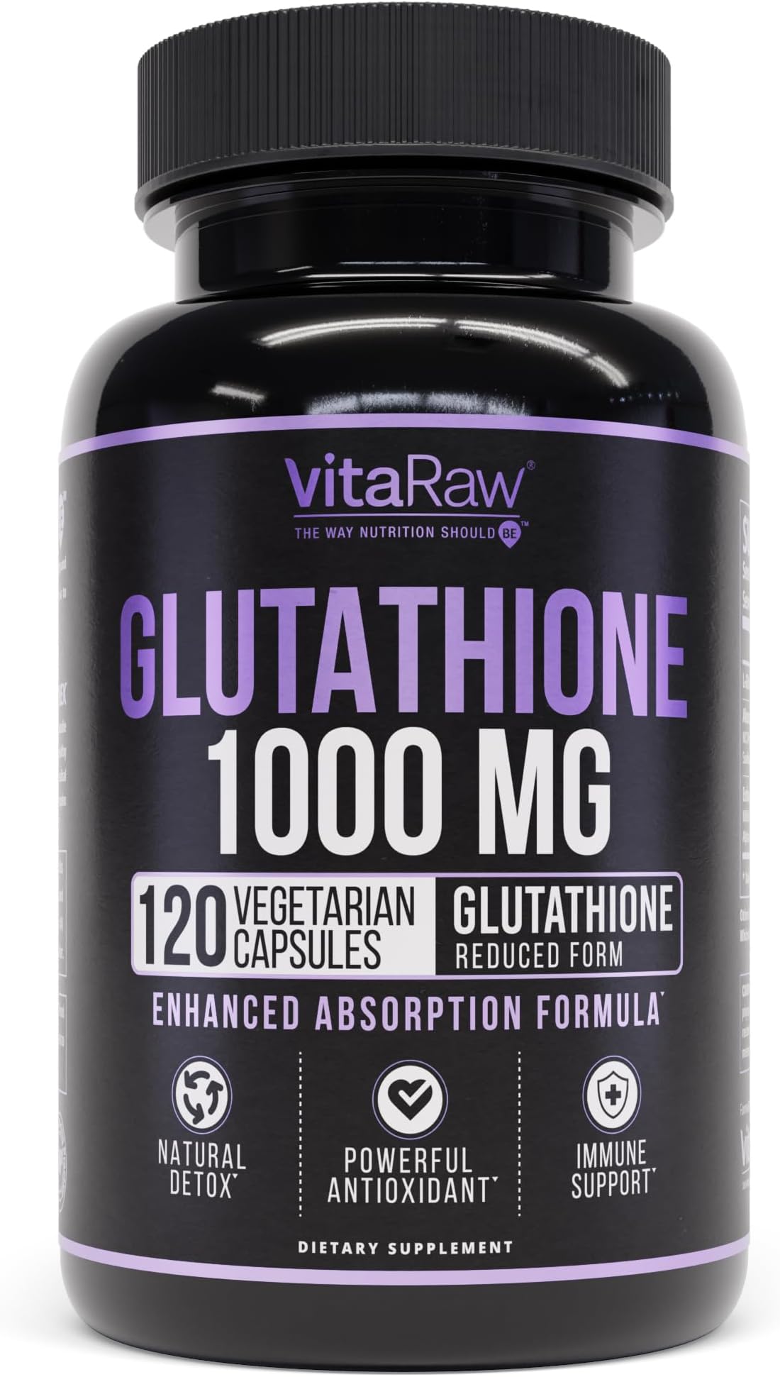 VitaRaw 1000mg Glutathione for Immune Support - 100mg Absorption Complex - Reduced Liposomal Glutathione Supplement with Alpha Lipoic Acid - Brain Booster, Glowing Skin, Liver Support