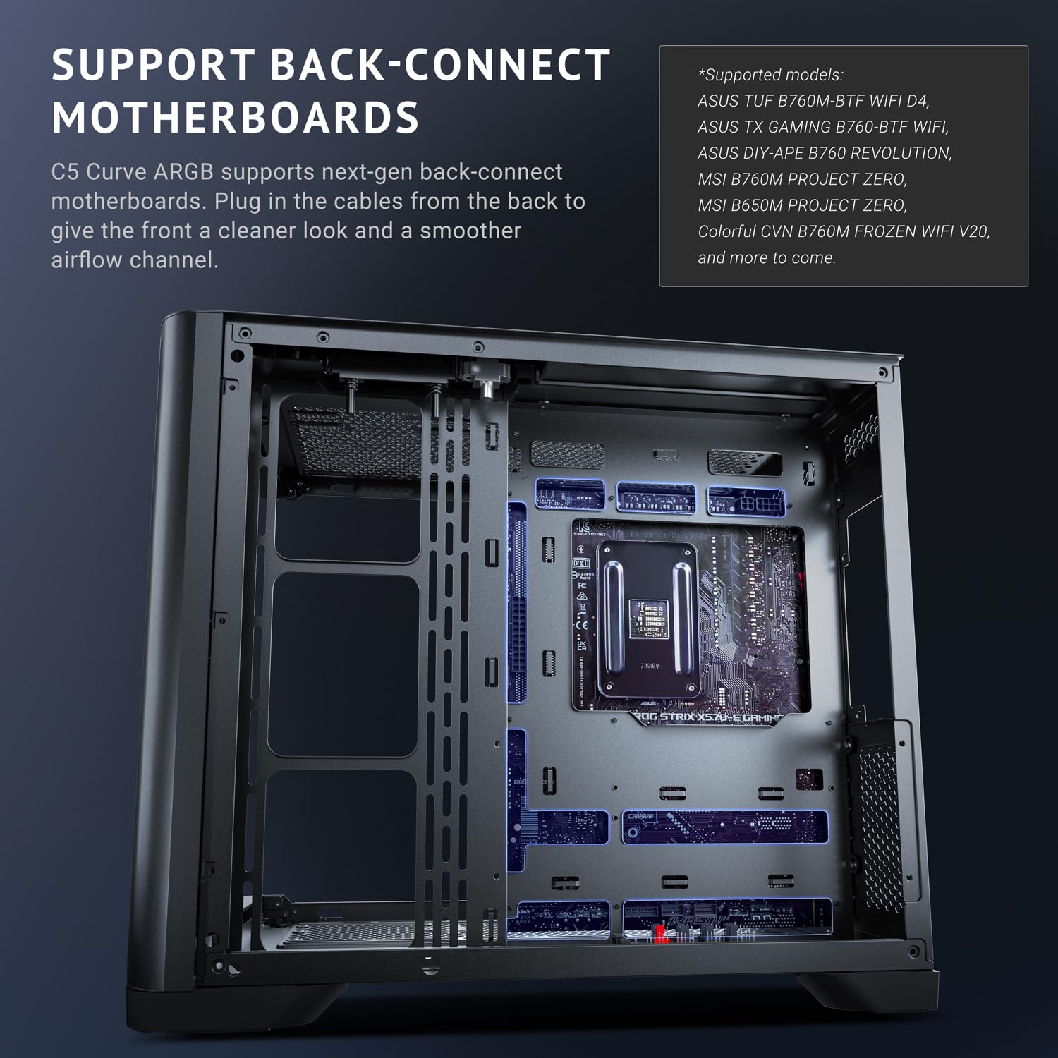 Antec C5 Curve ARGB, 4 wentylatory ARGB PWM 120 mm w zestawie, do 10 wentylatorów jednocześnie, port typu C 3.2 Gen 2, panele przednie i boczne z zakrzywionego szkła hartowanego, uchwyt chłodnicy