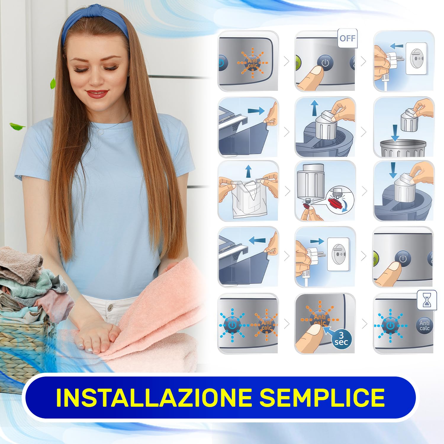 MONTERAL XD9070E0 per Rowenta Liberty Powersteam Cartuccia Anticalcare Set 2 Adattato per Tefal per Calor Ferro da Stiro a Vapore con Caldaia