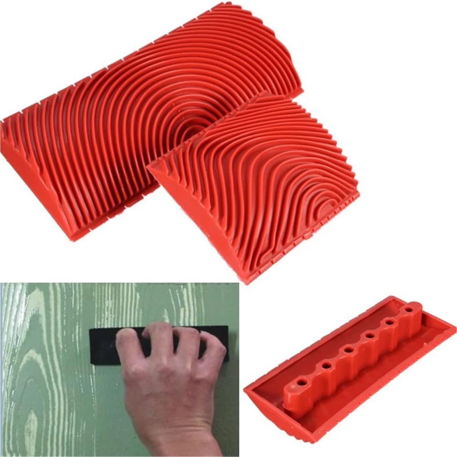 Lot de 6 rouleaux de peinture en caoutchouc pour peinture imitation bois - Décoration murale - Décoration d'intérieur - Gaufrage - Couleur B