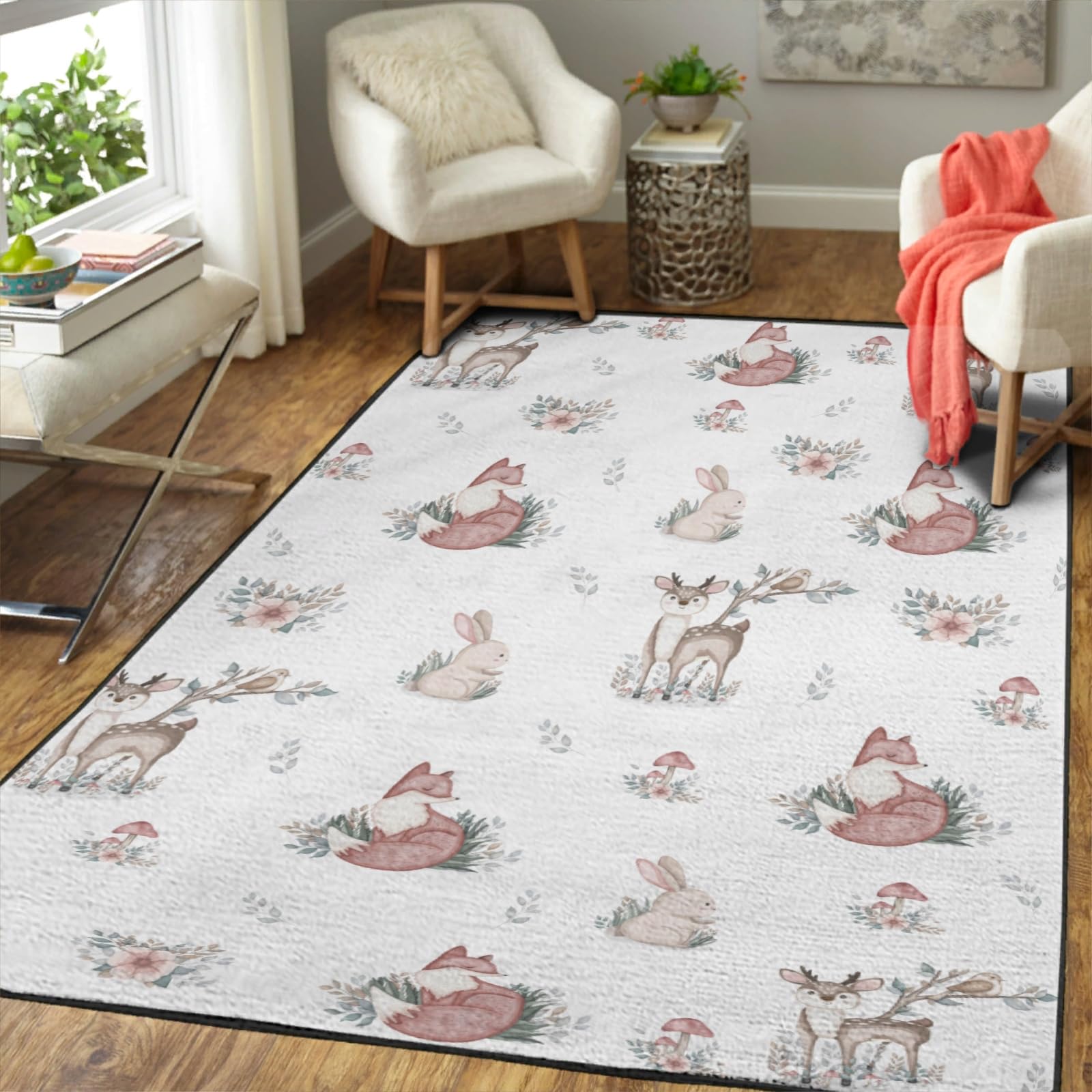 Bear Rug Cute Room Decor Cartoon Forest Animals Area Rug Cute