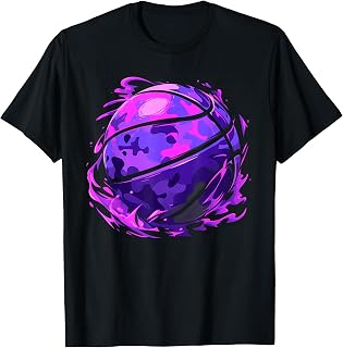 Purple Basketball Camouflage For Men Women Kids Youth Player T-Shirt