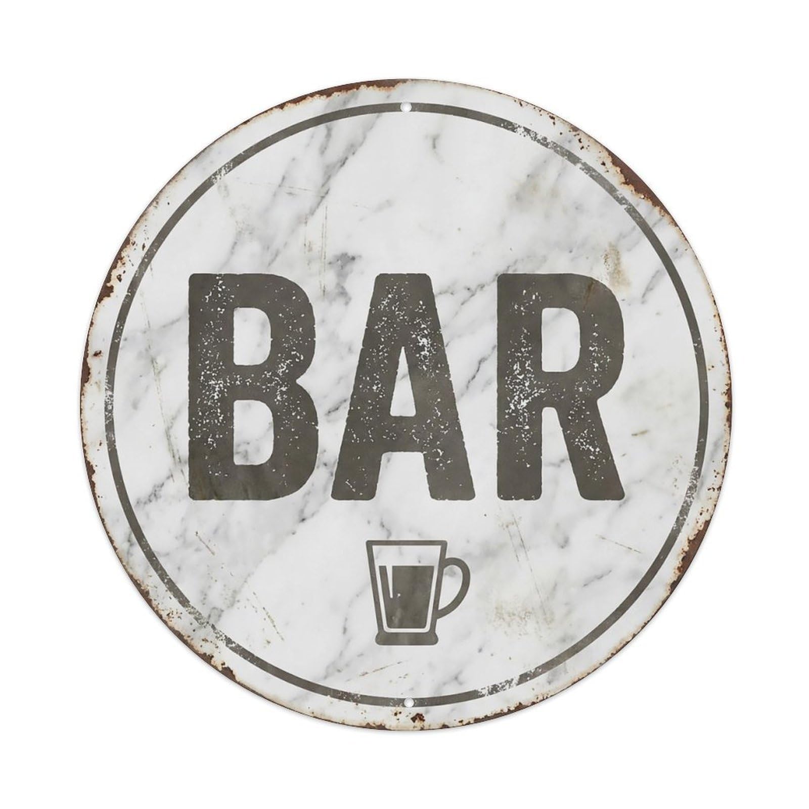 Vintage Beer BAR Marble White Retro for Pub Metal Tin Sign