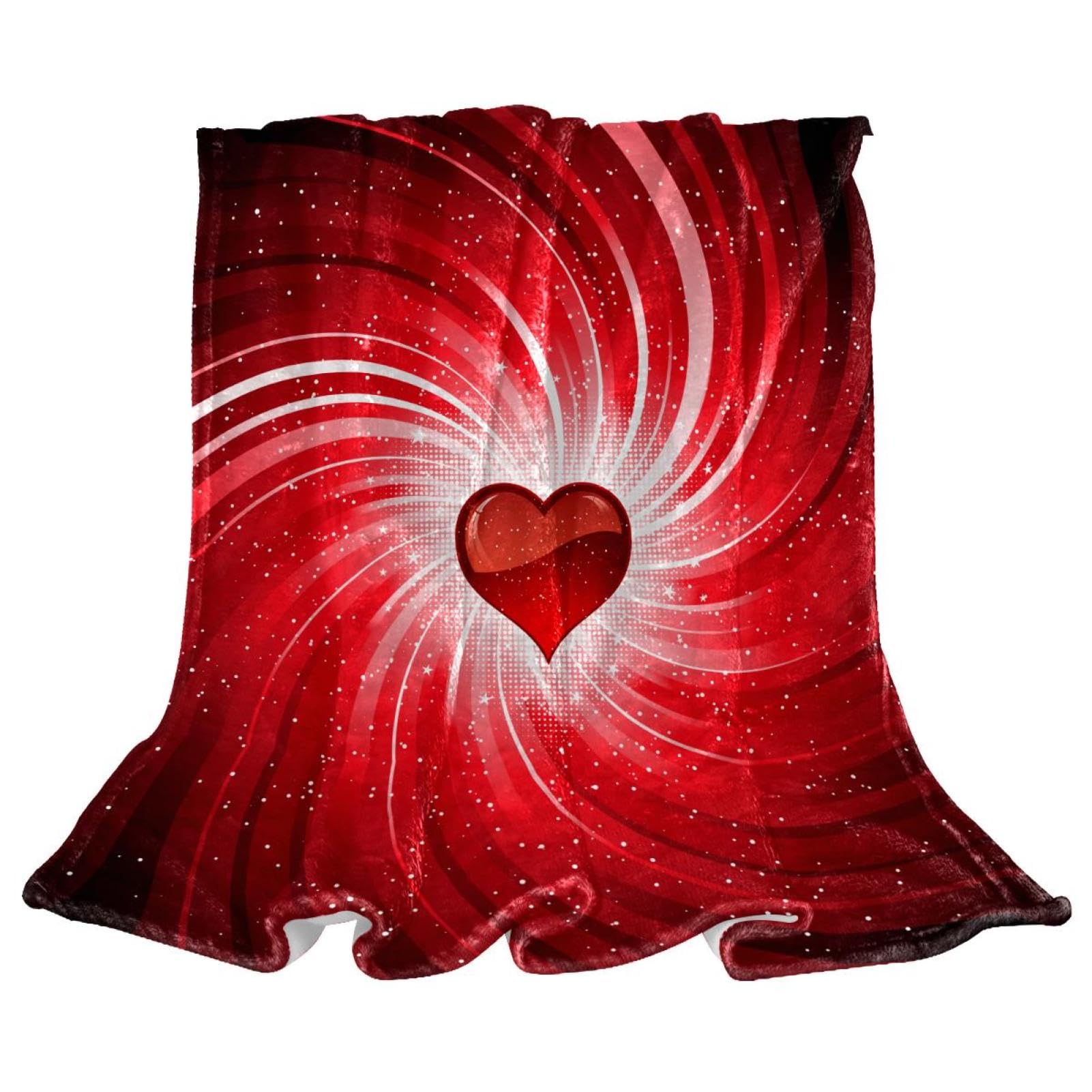Couverture Polaire Lit et Canapé Haute Isolation Motif Cœur