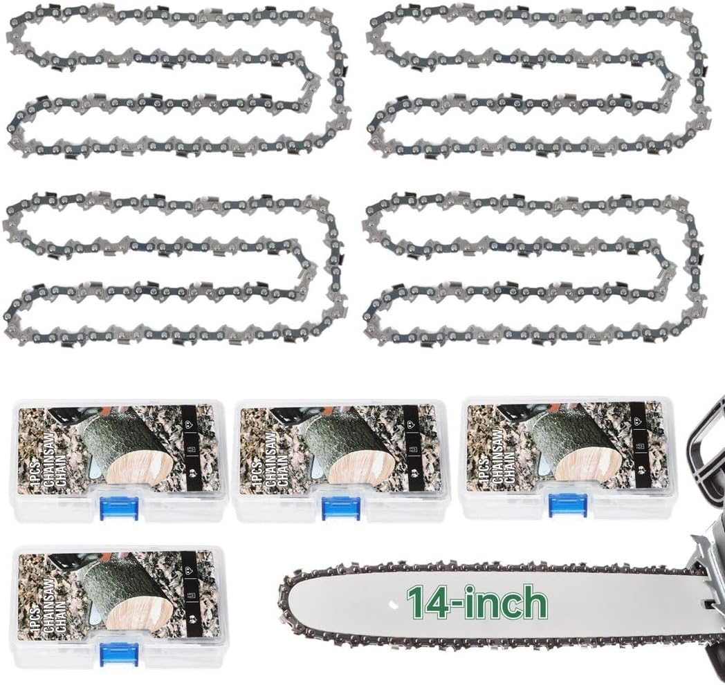 4 PCS 14inch Chainsaw Chains, 3/8inch Pitch Chainsaw