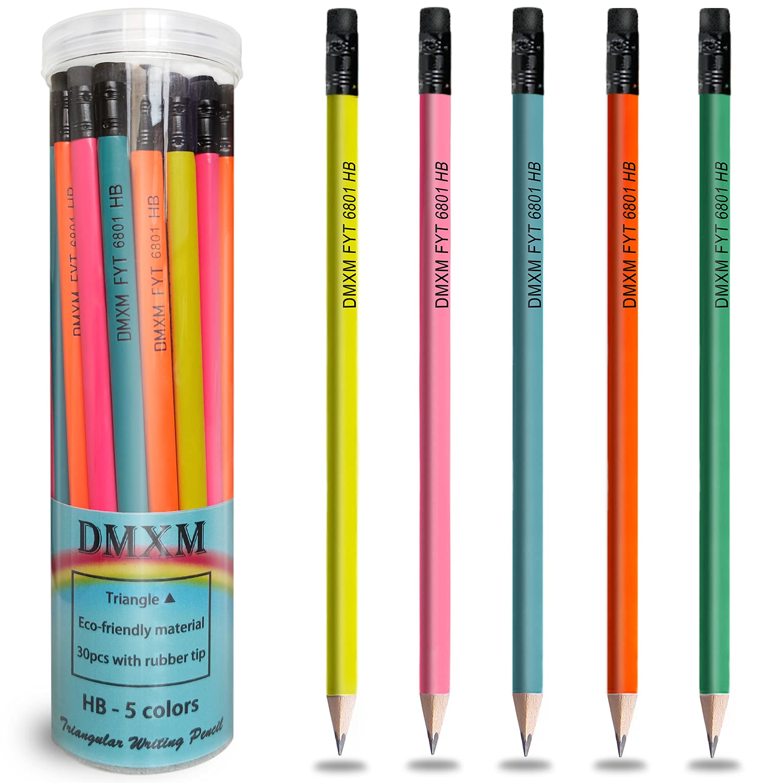 Amazon | ベーシック木製鉛筆 HB 消しゴム付き削り済み 三角形の